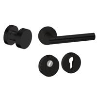 Hardbrass Voordeurset Piano 3-delig rond SKG3 met kerntrekbeveiliging - zwart - thumbnail