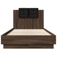 Bedframe met hoofdbord en LED bruin eikenkleur 90x190 cm - thumbnail
