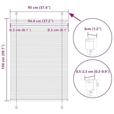 Pliss rolgordijn 95x150 cm stofbreedte 94,4 cm antraciet