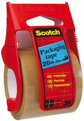 Scotch afroller met verpakkingsplakband, ft 50 mm x 20 m, bruin