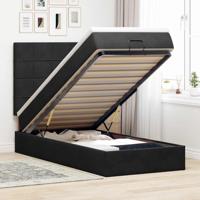 Ottoman bed met matrassen en LED's 160x200cm fluweel zwart - thumbnail