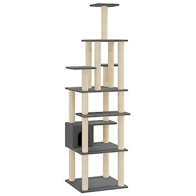 VidaXL Kattenkrabpaal met sisal krabpalen 183 cm donkergrijs