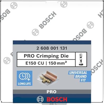Bosch Accessories 2608001131 2608001131 Krimpinzetstuk Buiskabelschoenen, Buisconnectoren 150 tot 150 mm²