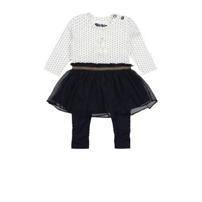 Dirkje baby jurk + legging met biologisch katoen donkerblauw/wit Dirkje baby jurk + legging met biologisch katoen donkerblauw/wit