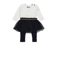 Dirkje baby jurk + legging met biologisch katoen donkerblauw/wit - thumbnail