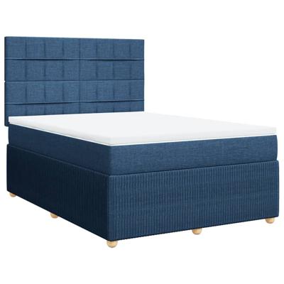 Boxspring met matras stof blauw 140x190 cm - thumbnail