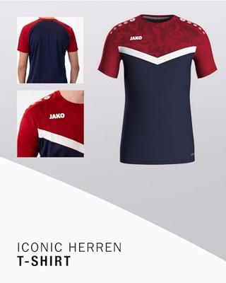 JAKO 6124 T-Shirt Iconic - Marine/Chillrood - M