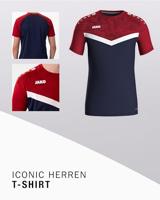 JAKO 6124 T-Shirt Iconic - Marine/Chillrood - M - thumbnail