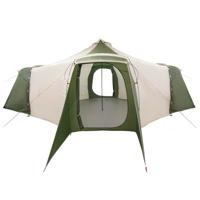 Tipi Tent met dak Groen en beige 492 x 492 x 275 cm Stof - thumbnail