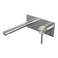 Brauer Stripe inbouw wastafelmengkraan met rechte uitloop en afdekplaat model A1 RVS-kleurig geborsteld PVD - thumbnail