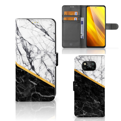 Xiaomi Poco X3 | Poco X3 Pro | Bookcase | Marmer Wit Zwart - Origineel Cadeau Man