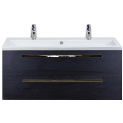 Seville Badmeubelset 120 cm - 2 Laden Black Oak - Wastafel Djazz Enkel 2 Kraangaten