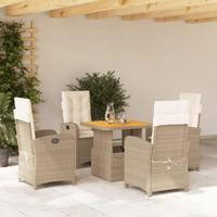 5-delige Tuinset met kussens poly rattan beige - thumbnail