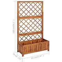 Plantenbak verhoogd met latwerk 85x38x150 cm massief acaciahout - thumbnail