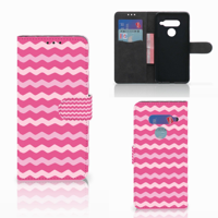 LG V40 Thinq Telefoon Hoesje Waves Pink - thumbnail