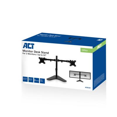 ACT Connectivity Monitorarm op voet, 2 schermen ACT Connectivity Monitorarm op voet, 2 schermen