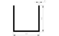 U-profiel alu brute 40x40x40x2mm - thumbnail