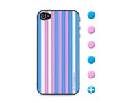 id America Cushi Stripe Soft Foam Pad voor iPhone 4/4S - 1 verpakking, Candy Blue. - thumbnail