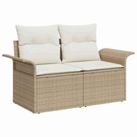 Tuinbankenset met kussen 9 pcs Beige poly rattan - thumbnail