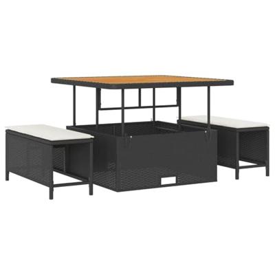 Tuinbankenset 8 pcs Zwart poly rattan