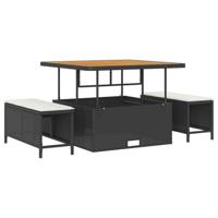 Tuinbankenset 13 pcs Zwart poly rattan - thumbnail