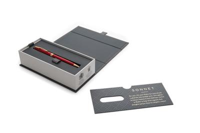 Parker Sonnet balpen, rood/goud, medium, in giftbox