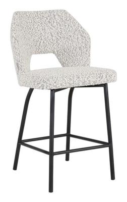 MUST Living Barstoel 'Bloom' Bouclé, kleur Lichtgrijs (zithoogte 65cm)