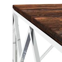 Salontafel roestvrij staal en massief hergebruikt hout - thumbnail