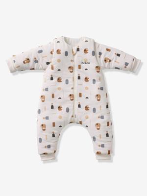 Jumpsuit met voetjes PETIT ELEPHANT, afneembare lange mouwen wit, bedrukt