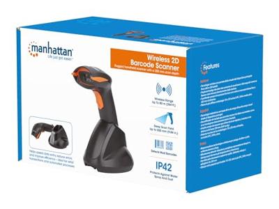 Manhattan Wireless 2D Wireless 2D-barcodescanner Radiografisch 1D, 2D CCD Zwart, Oranje Handmatig incl. standaard USB-A