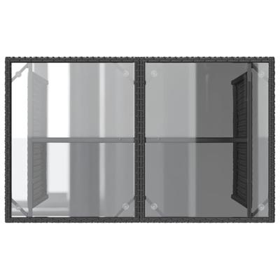 Tuintafel met glazen blad 110x68x70 cm poly rattan zwart - thumbnail