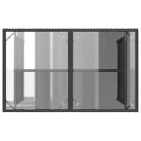 Tuintafel met glazen blad 110x68x70 cm poly rattan zwart - thumbnail