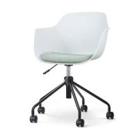 Nolon Nout-Liz Bureaustoel Wit - Zacht Groen Kussen - Zwart Onderstel - thumbnail