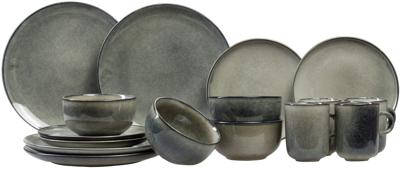 Salt & Pepper Serviesset Meridian - Groen/Blauw - 16-delig / 4 personen - 4 dinerborden, 4 ontbijtborden, 4 kommen en 4 kopjes