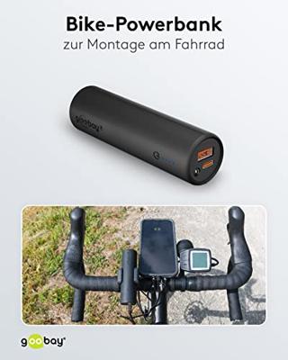 Goobay Goobay 60656 Powerbank für Fahrrad 5000 mAh Bike Fahrradhalterung USB Buchse PD Powerbank 5000 mAh Li-ion Zwart Statusweergave, LED-zaklamp Goobay Goobay 60656 Powerbank für Fahrrad 5000 mAh Bike Fahrradhalterung USB Buchse PD Powerbank 5000 mAh Li-ion Zwart Statusweergave, LED-zaklamp