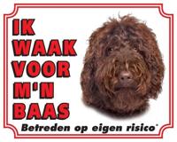 Labradoodle Waakbord - Ik waak voor mijn baas Bruin - thumbnail