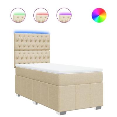 Boxspring met matras stof crèmekleurig 90x200 cm