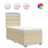 Boxspring met matras stof crèmekleurig 90x200 cm - thumbnail
