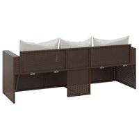 Tuinbank 3-zits met kussens poly rattan bruin - thumbnail