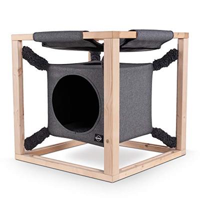 Quapas! kattenbed met hangmat catcube m 54x54x54 cm grijs Quapas! kattenbed met hangmat catcube m 54x54x54 cm grijs