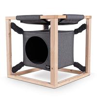 Quapas! kattenbed met hangmat catcube m 54x54x54 cm grijs - thumbnail