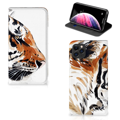 Bookcase Apple iPhone 11 Pro Max Watercolor Tiger Bookcase Apple iPhone 11 Pro Max Watercolor Tiger