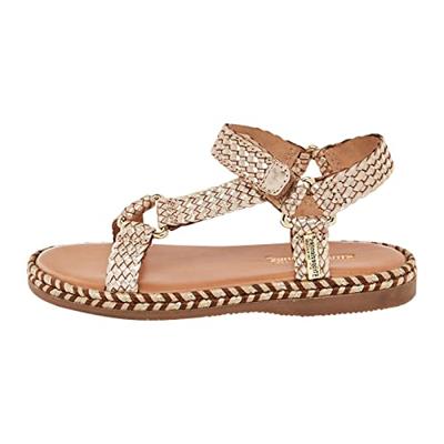 Leren kindersandalen met klittenband Blister LES TROPEZIENNES® PAR M. BELARBI goudbeige