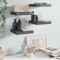VidaXL Wandschappen zwevend 4 st 23x23,5x3,8 cm mdf hoogglans grijs - thumbnail