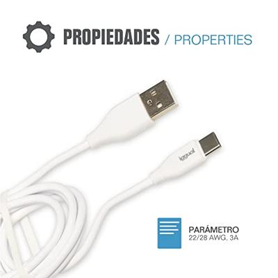 iggual - USB A naar USB C snellaadkabel, 3 A, 100 cm, USB type C laadkabel, compatibel met alle apparaten met USB-C-aansluiting, wit