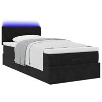 Ottoman bed met matras en LED's 90x190cm fluweel zwart - thumbnail