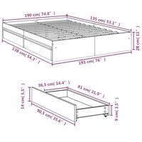 Bedframe met lades bewerkt hout gerookt eikenkleurig 135x190 cm - thumbnail