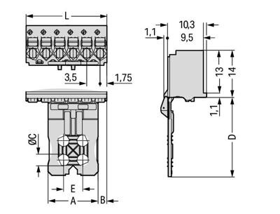 WAGO 2091-1105/0002-0000 Female header (standaard) 2091 Totaal aantal polen: 5 Inhoud: 1 stuk(s)