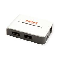 ROLINE USB 2.0 Hub, Black and White, 4 poorts, met voeding - thumbnail
