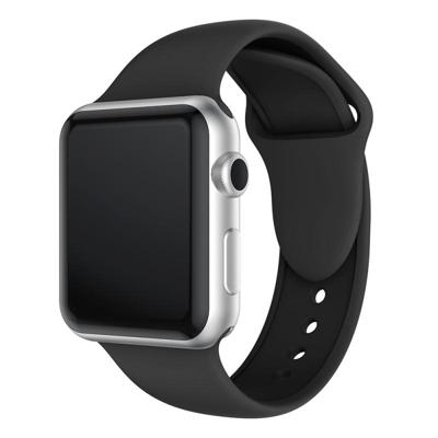 Dubbele klinknagels siliconen horloge Band voor Apple Watch serie 3 & 2 & 1 42mm (zwart)
